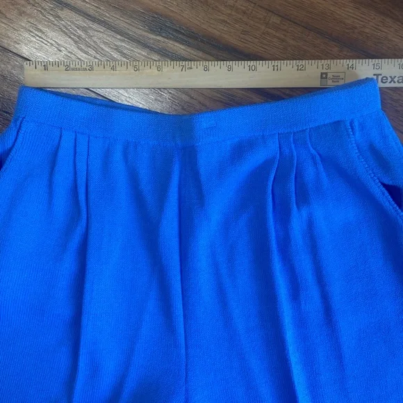ST. JOHN COLLECTION MARIE GRAY Santana Knit Pants Blue Sz 14 Pull On Pockets - Picture 5 of 6